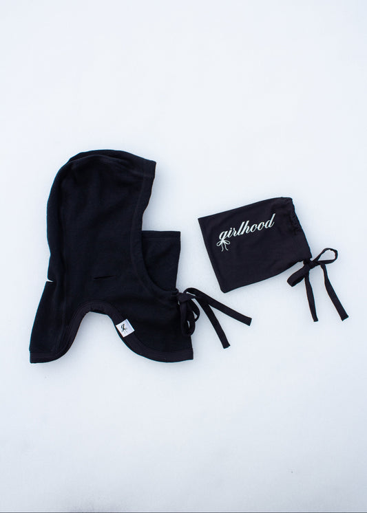 Girlhood Balaclava - Double Black Flat Lay | Shop Girlhood
